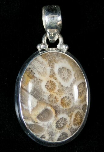 Million Year Old Fossil Coral Pendant - Sterling Silver #16792